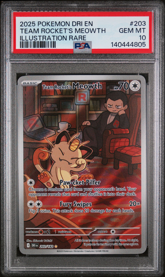 Team Rocket'S Meowth Pokemon Dri En-Destined Rivals 203 NM PSA 10