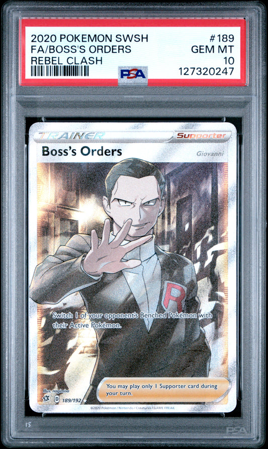 Fa/Boss'S Orders Pokemon Sword & Shield Rebel Clash 189 NM PSA 10