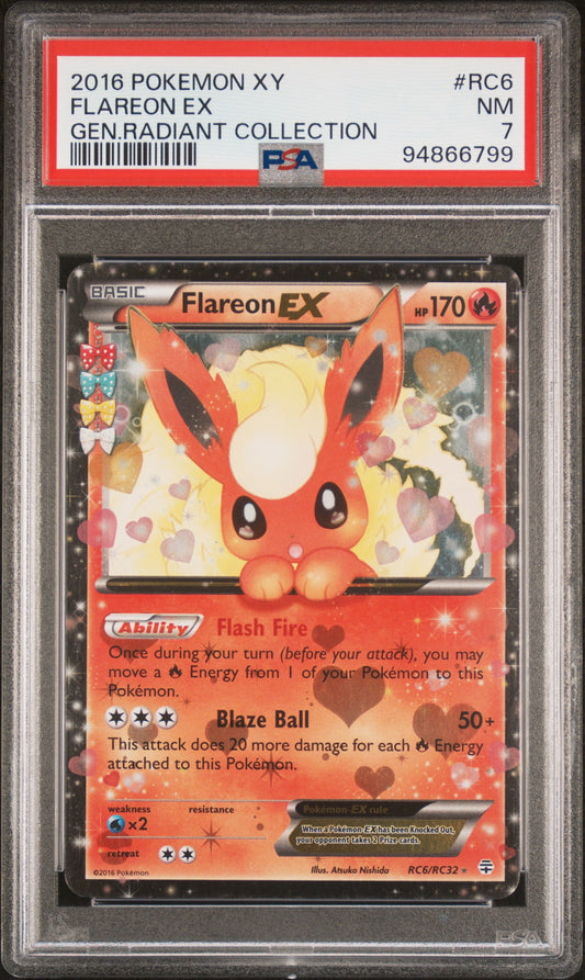 Flareon Ex Pokemon Xy Generations Radiant Collection RC6 NM PSA 7